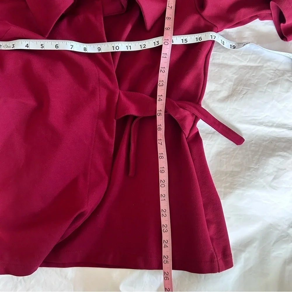 JOSEPH RIBKOFF Large Collar Wrap Jacket Cranberry  Size Womens 4